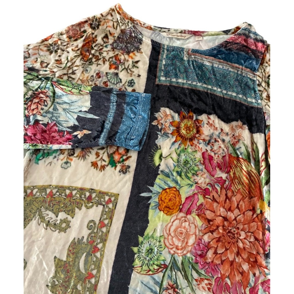 SOFT SURROUNDINGS Ashbury Tunic PXS Garden Floral Crushed‎ Velvet Cottage Boho - Picture 2 of 10